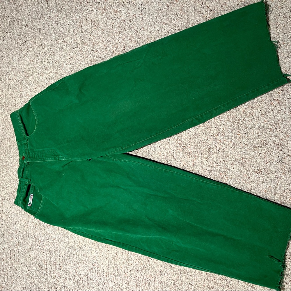 Vintage 1990s cross color green pants waste to size 34 seem to run kind of small